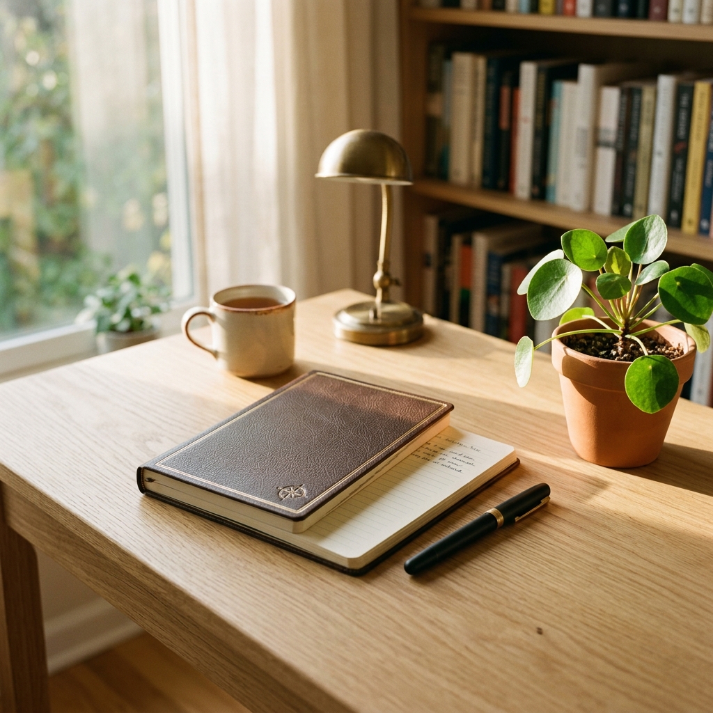 Meditative academic workspace